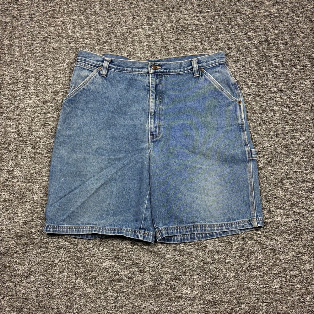 Vintage 90s High Sierra Straight Leg Carpenter Blue Denim Shorts Men's Size 38